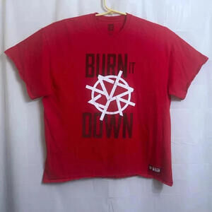 WWE Authentic Seth Rollins "Burn it Down" T-Shirt Men's XXL 2XL Red